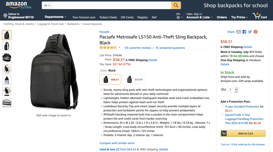 Pacsafe Metrosafe LS150 Anti-Theft Sling Backpack Reviews🚶 🎒 🌏