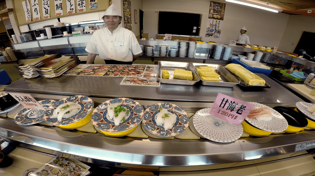 Eating Food In Japan - Conveyor Belt Sushi Restaurant Akita Japan