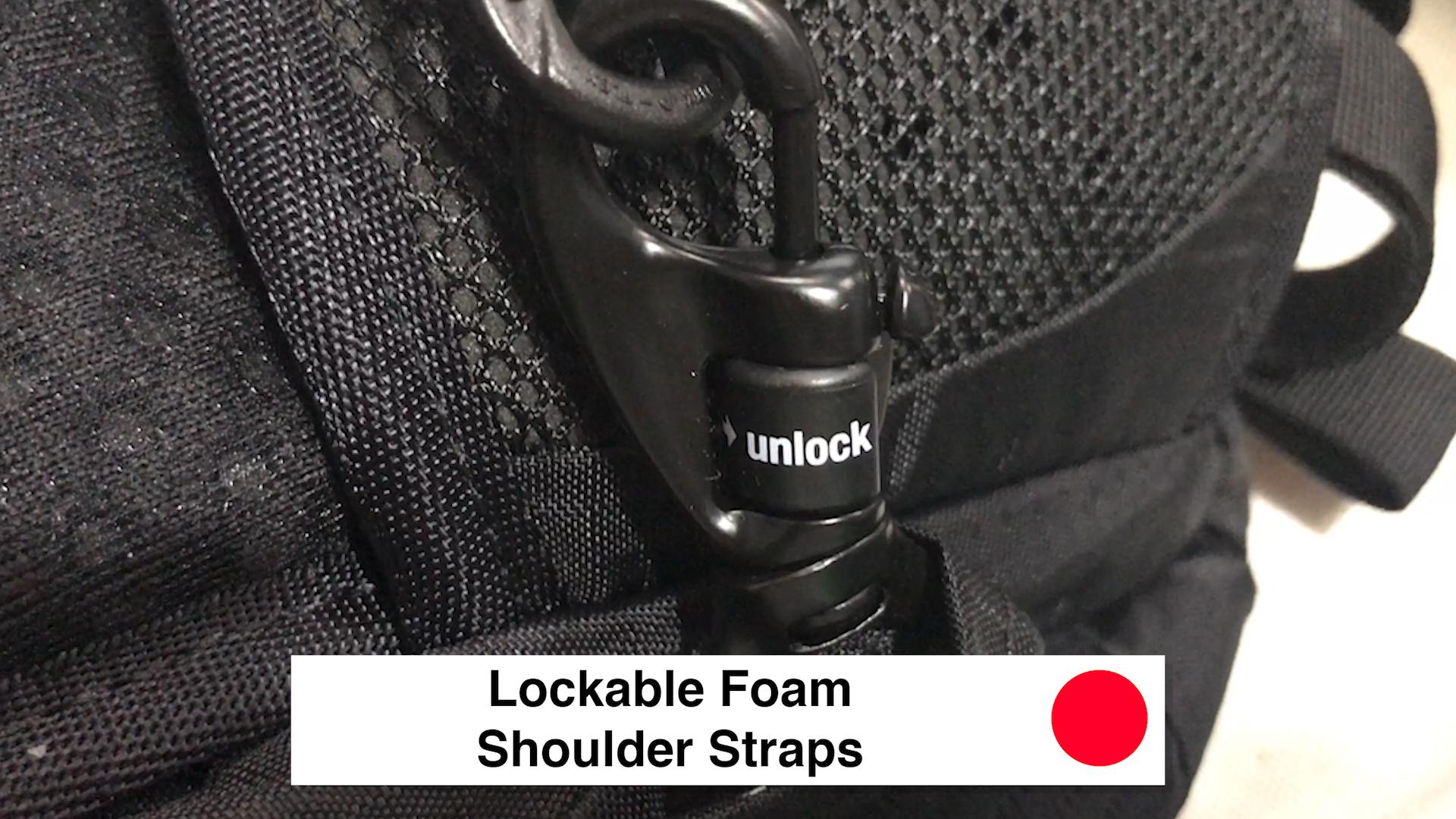Lockable Foam Shoulder Straps - Pacsafe Venturesafe X30 Travel Pack - Black Anti Theft Backpack